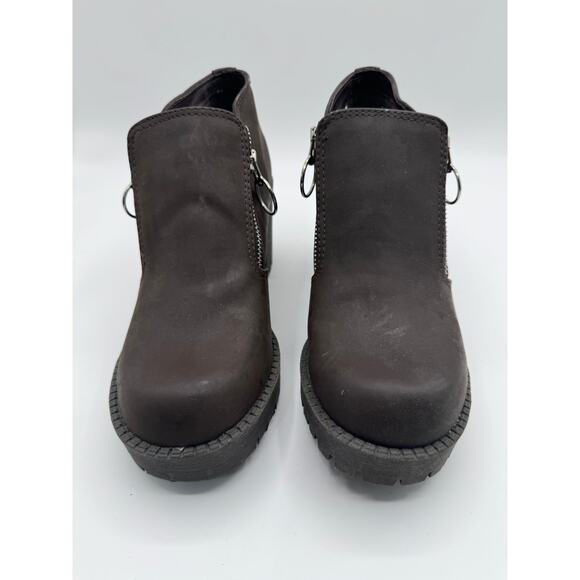 No Boundaries Y2K Brown Zip Front Chunky Heel Platform Ankle Boots Size 8 - Picture 4 of 7